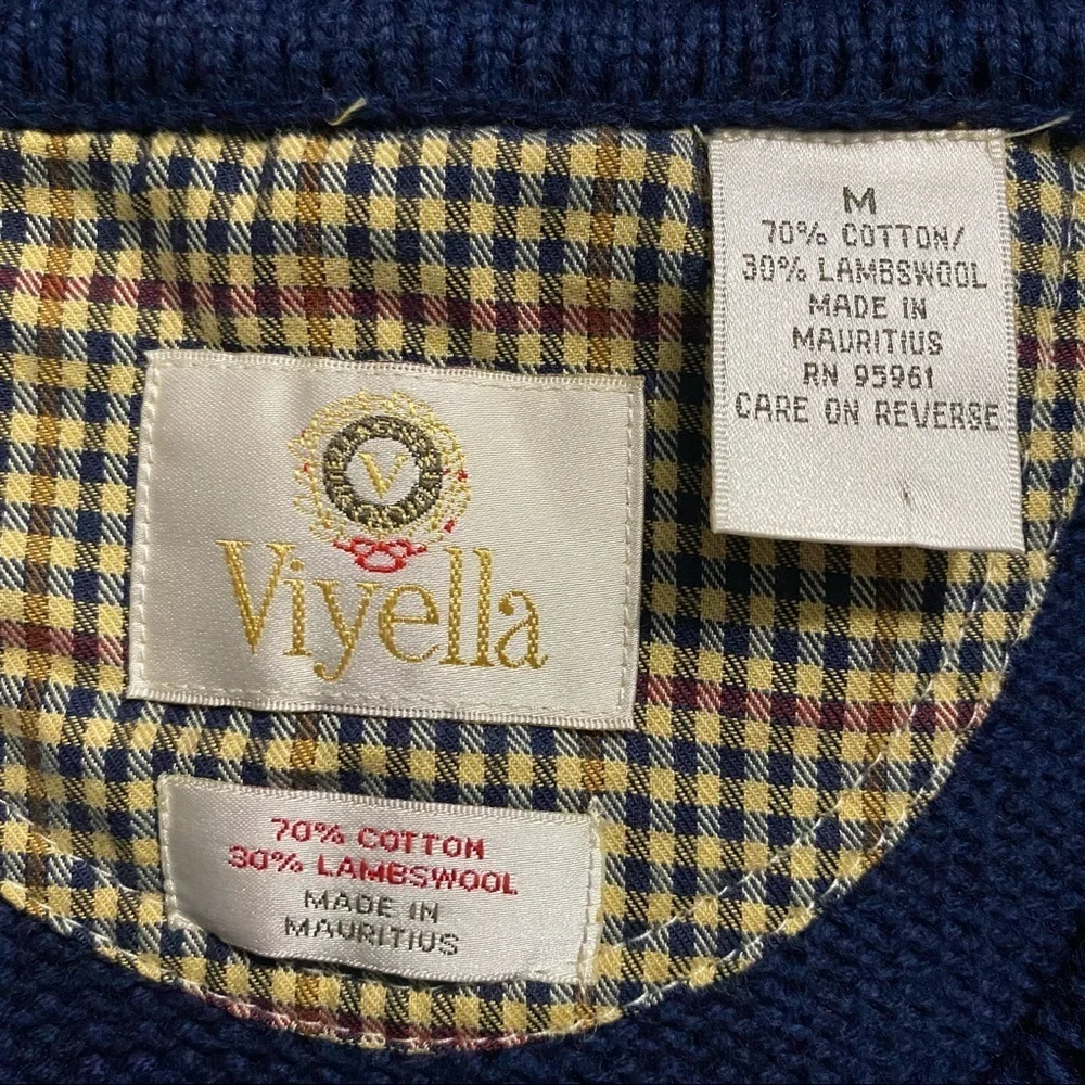 Viyella Blue Lambswool Blend Pullover Sweater